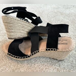 Sonoma Black Strap Wedge Heels - Size 7.5 - Worn Once